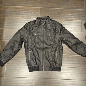 NWT- Stunning black, vegan leather, waterproof, fleeced-lined, motorcycle coat.